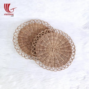 Plaque de chargeur en rotin, dessous de verre tissée, pas cher, vente en gros, - Product Image 3