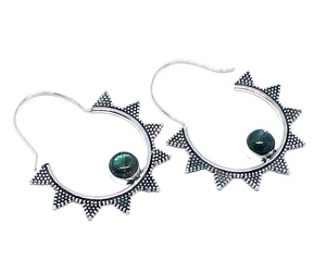 Pendientes de aro de labradorita auténtica, joyería Tribal - Product Image 1