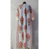 Vestido túnica casual de mujer, 100% algodón, talla grande, con estampado floral indio hecho a mano, abertura frontal y botones, corte acampanado y largo hasta el suelo.