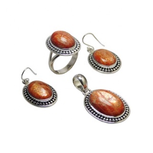 Conjunto de joyería de piedras preciosas de Sol Rojo, joyería de moda para mujer, pendientes de plata de ley 925 sólida, conjunto de anillo colgantes, conjunto de 3 uds de boda para mujer - Product Image 1
