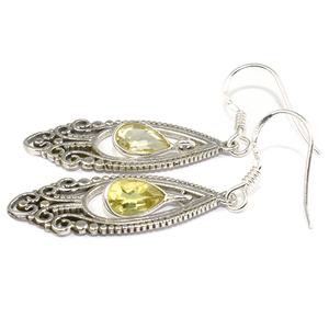 Pendientes de plata de ley 925 con forma de pera, joyería hecha a mano, citrino, moda India - Product Image 3