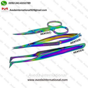 Pinzas y Tijeras para Extensión de Pestañas de Acero Inoxidable con Logotipo Personalizado Arcoíris - Herramientas de Precisión Antiestáticas y Duraderas para Pestañas - Product Image 4