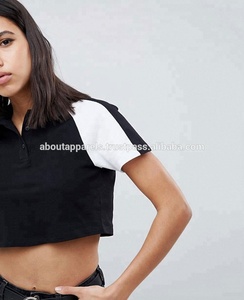 Nueva llegada barato con estilo de manga corta en blanco crop tops al por mayor de las mujeres baratas lisas negro transpirable crop tops - Product Image 3