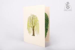 Tarjeta 3D personalizada hecha a mano de Kirigami, tarjeta emergente de sauce verde, mayorista vietnamita, artesanía - Product Image 6