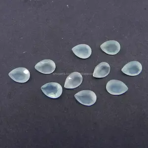 Natural aqua chalcedony 7x5mm pear cut 0.80 cts loose gemstone for jewelry