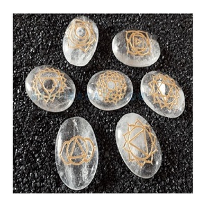 ชุดจักระ7ชิ้นแบบวงรีชุดหินจักระ7ชิ้นชุดเรกิหินอัญมณีคริสตัลบำบัดธรรมชาติขายส่ง - Product Image 3