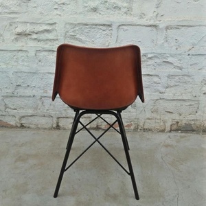 Silla de comedor de cuero y hierro vintage Industrial - Product Image 4