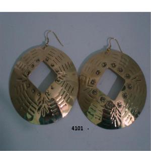 Brass Chandelier Earrings in Cut Work Oval Style - Product Image 2