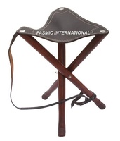 Trépied de chasse portable en cuir et bois, tabouret pliable d'extérieur 65cm/75cm/90cm toutes saisons