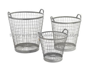 Set of 2 Iron Fruit <b>Basket</b> with Metal <b>Wire</b> Kitchen Decorative Round Storage <b>Basket</b> - Product Image 2