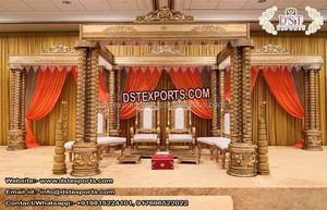 Mandap en bois pour mariage indien, mandap artisanal en bois, mandap de mariage de conception antique, décoration d'événement au Canada - Product Image 3