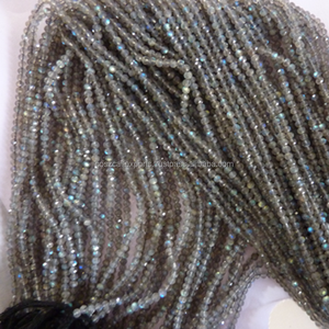 หินลาบราดอไรต์คริสตัลธรรมชาติไฟสีฟ้า,ลูกปัด Rondelle แบบเหลี่ยมเพชรพลอยบำบัด - Product Image 4