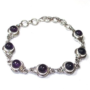 Pulsera de piedras preciosas de amatista de Plata de Ley 925 joyería de plata - Product Image 2
