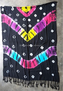 Motif tie-dye d'automne sur foulard en viscose soyeuse Pashmina Hijab - Product Image 2