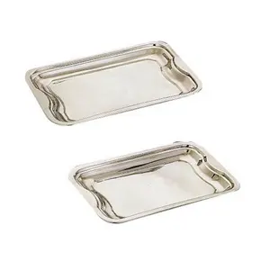 Bandejas de aço inoxidável, venda quente de placas de jantar dupla de aço inoxidável, bandejas de metal para servir alimentos