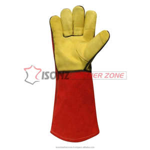 Gants de soudage TIG ISONZ Leather Zone de qualité supérieure, 35 cm, paume entière en cuir croûte, résistance à la chaleur, antidérapants, anti-coupure - Product Image 2