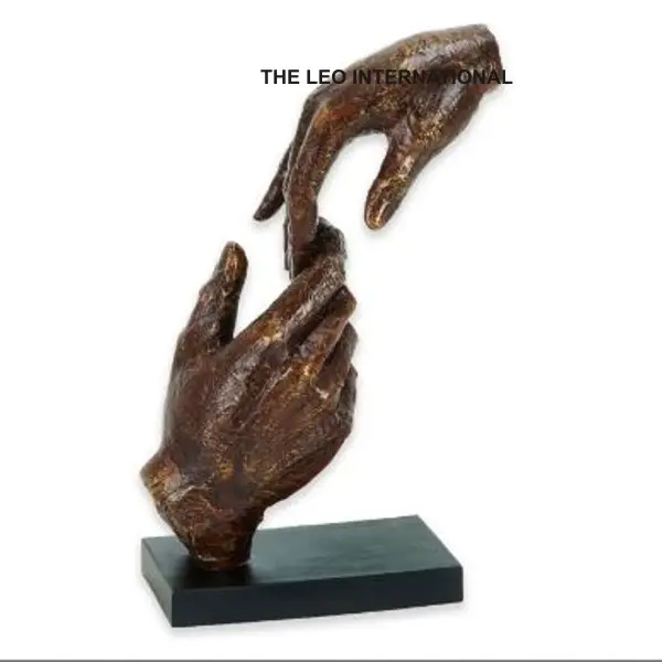Metal hand sculpture bronze color helping hand show piece togetherness centerpiece hand home accent home decoration