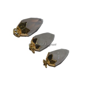 Colgantes de gota de Rosa facetada Colgante de piedra de envoltura de alambre Comprar ahora - Product Image 1