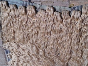 Cheveux naturels lisses blonds, aaaaaaaa, cheveux humains, Style tendance, lot de 8 - Product Image 2