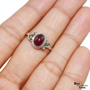 Amusing Red <b>Garnet</b> 925 Sterling Silver Oval Bezel Setting Classic Christian <b>Rings</b> Shri Ashapura Jewels Handmade Gemstone Jewelry - Product Image 3