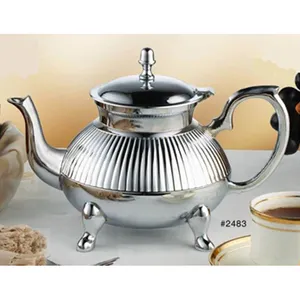 Handmade Moroccan Teapot Imported Moroccan Style Stainless Steel Teapot with strainer Bring Home a glamorous Functional silver