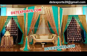 Diseño tradicional de boda etapa telón de fondo/boda templo de oro Panel etapa/boda escenario marcos con columpios - Product Image 6