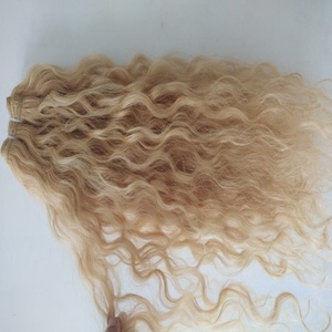 Ndian-Cabello Humano rubio rizado, recolectado de cutículas de cabello crudo de un solo donador, alinea el cabello virgen rizado sin piojos ni NITs - Product Image 1