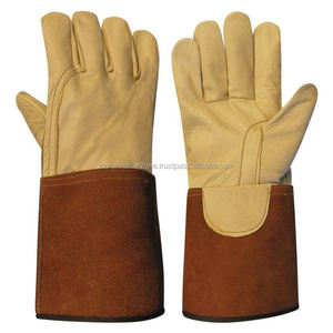 Gants de soudage TIG résistants à la chaleur en cuir véritable avec design à paume unique - Product Image 1