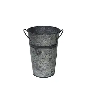 Florero antiguo galvanizado para jardín, florero alto de Metal francés, decorativo rústico - Product Image 1