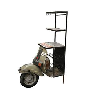 ชั้นวางหนังสือสไตล์วินเทจอุตสาหกรรม รูปทรงสกู๊ตเตอร์โบราณ ทำจากไม้ ใช้เป็นชั้นวางไวน์และชั้นวางหนังสือสำหรับห้องนั่งเล่น หรือใช้เป็นเฟอร์นิเจอร์ตกแต่งรถยนต์ - Product Image 1