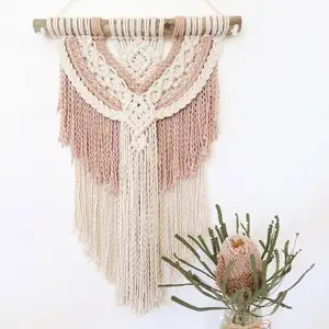 Diseño único 100% cordón de algodón tejido macramé colgante de pared para fiesta, decoración del hogar a precio mayorista