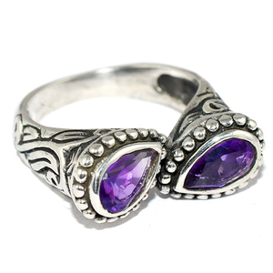 Anillo de amatista azul en forma de pera de felpa, joyería de plata de ley 925, joyería de plata al por mayor - Product Image 2