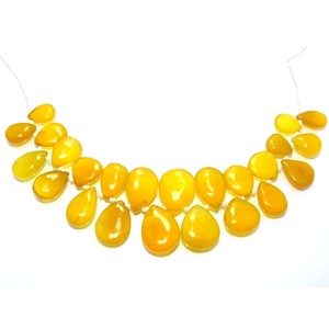 Perles de calcédoine jaune en vrac de haute qualité brin de pierre en forme de poire naturelle lisse pour la fabrication de bijoux - Product Image 4