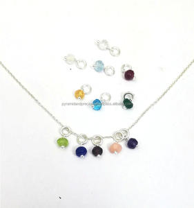 Petites Pierres Précieuses En Argent Sterling Fil Enroulé Charmes De Pierre De Naissance - Product Image 1