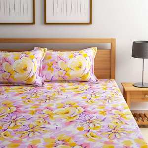 ผ้าปูที่นอนผ้าฝ้ายอินเดีย,ผ้าปูที่นอนทำมือลายดอกไม้ฟลอเรนซ์ลายบอมเบย์สีม่วง - Product Image 2