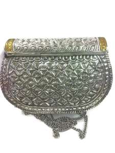 Crafted Metal Clutch Hand Purse Bag Bags <b>Box</b> Handmade Metallic Indian Ethnic - Product Image 2