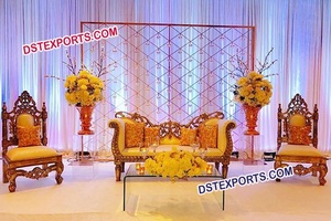 ชุดโซฟาโลหะสีเงินสำหรับงานแต่งงานของฮินดูแกะสลักหนักสำหรับงานแต่งงานอินเดีย DIL khush วัสดุไม้ธีมความรักสำหรับงานปาร์ตี้ - Product Image 6