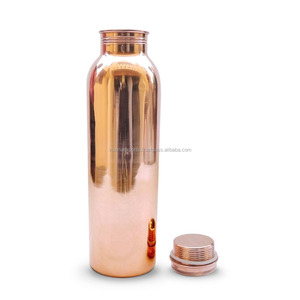 Botella de agua de cobre de 500ml al por mayor tapa de acero inoxidable Ayurveda beneficios para la salud botella termo de cobre pulido personalizada - Product Image 2