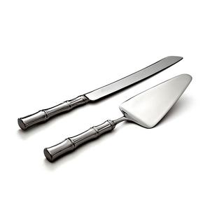 Cortador de pasteles y servidor de acero inoxidable con diseño de bambú, juego de servicio de servidor de pasteles, juego de cuchillos de pastel elegante personalizado - Product Image 5