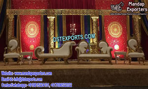 Meilleur événement Mehndi décoration de scène merveilleux décors de cérémonie Mehndi configuration de scène Maharani Sangeet - Product Image 3