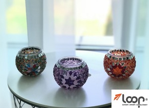 Support de bougie en verre mosaïque traditionnel fait à la main de haute qualité 10CM Marque Loop pour la décoration de la maison - Product Image 5