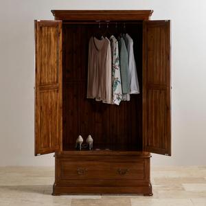Armoire d'armoire en bois d'acacia massif, garde-robe en bois massif - Product Image 2