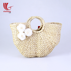 Water Hyacinth Woven Top Handle <b>Bag</b> With Tassel, Cheap <b>Straw</b> Beach Boho <b>Bag</b> Wholesale - Product Image 5