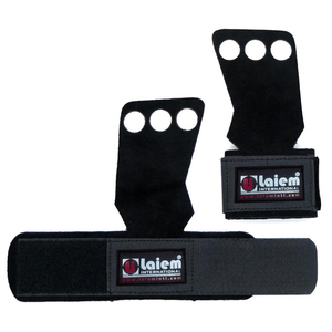 Poignées de gymnastique en cuir 3 trous poignées pour tractions haltérophilie et sports et divertissement couleur personnalisée - Product Image 3