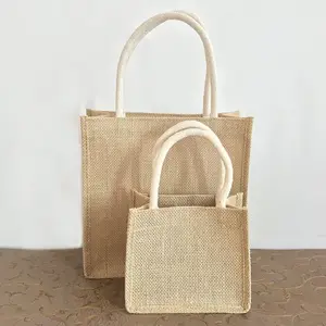 Different Pattern And Logo Design Printed Jute Bags Wholesale Jute Shopping Handbag