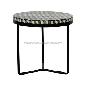 Gabinete indio antiguo de madera maciza para sala de estar con diseño tradicional de incrustaciones de hueso intrincado para uso doméstico - Product Image 1