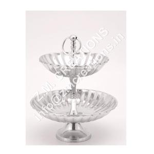 Top tendance 2 niveaux aluminium métal Base fruits gâteau support rond couleur argent maison mariage articles secs décoration haut gâteau outils - Product Image 1