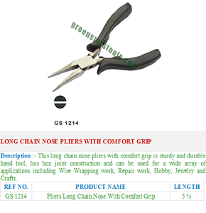 Alicates de punta de cadena larga GS 1214 con herramientas y equipos de joyería de agarre cómodo para joyeros - Product Image 2