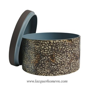 Lacquer cylinder <b>box</b> with marble pattern made in Vietnam - Product Image 2