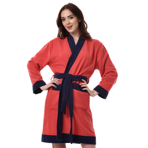 Diseño de encargo al por mayor Unisex llano teñido/hilado teñido con capucha cuello chal albornoz de algodón - Product Image 4